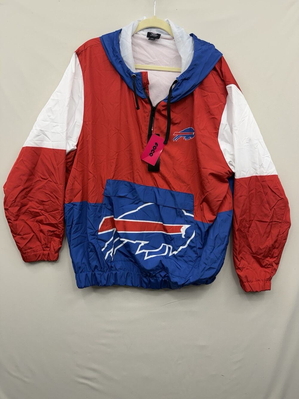 Buffalo Bills Half-Zip Hooded Jacket - Red 2XL